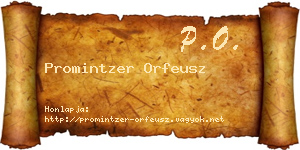 Promintzer Orfeusz névjegykártya